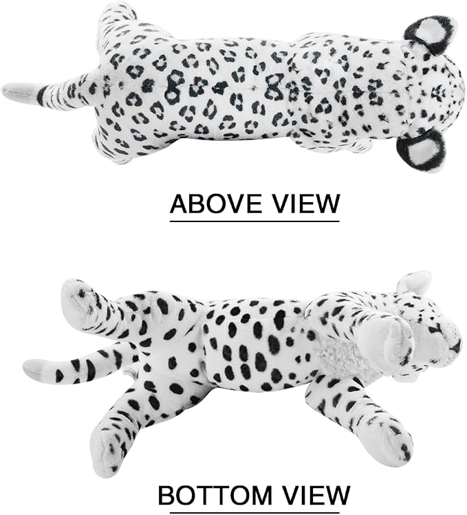 Snow Leopard Plush White 19" Large Snow Leopard Stuffed Animal Pillow Cute Soft Plush Toys Realistic Deocr Birthday Graduation Gifts for Kids Boys Girls