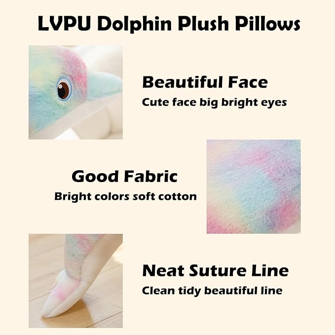 Dolphin Stuffed Animals Plush Pillows Soft Sea Animal Plush Dolls Stuffed Animal Plushies (Purple Orchid-27 Inches)