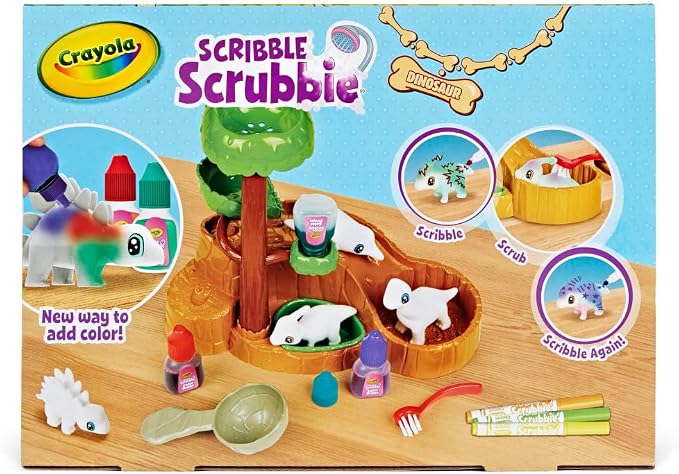 Crayola Scribble Scrubbie Pets Dinosaur Waterslide, Dinosaur Toys for Kids, Pet Grooming Toy, Gifts for Boys & Girls, Ages 3+