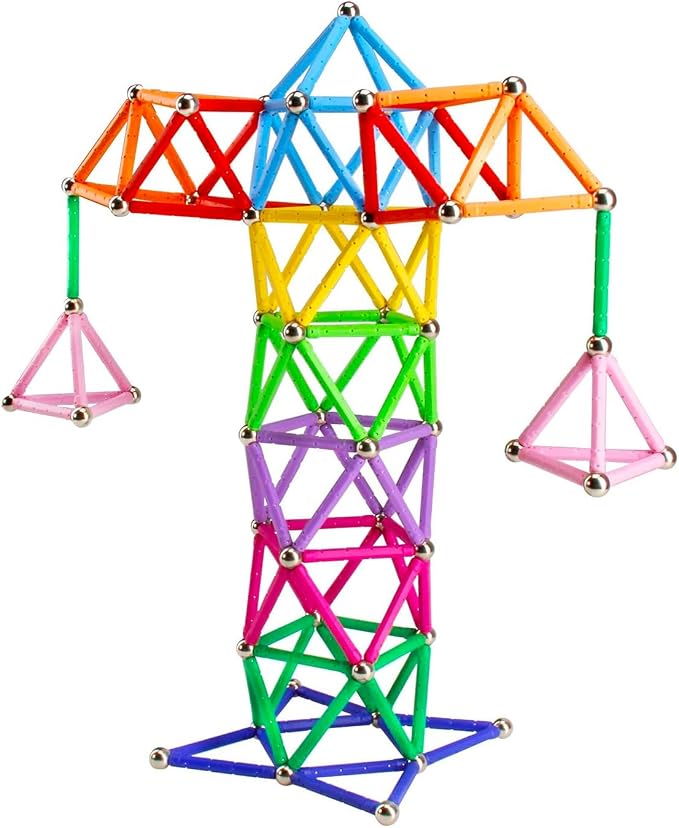 312PCS Magnetic Building Sticks Blocks Set, Magnet Educational Toys Magnetic Stacking Toys STEM Set, Non-Toxic Building Toy 3D Puzzle with Storage Bag
