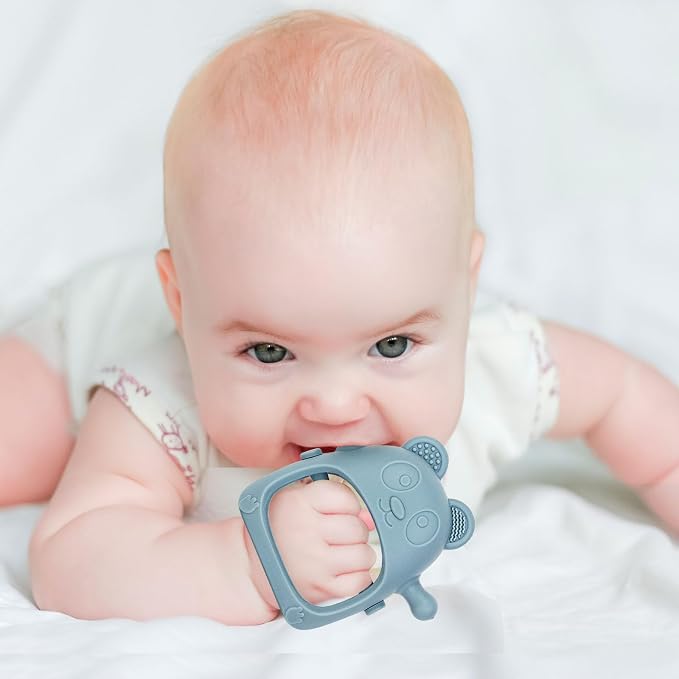Eascrozn Baby Teething Toys for Infants 3+ Months Set of 3, Easy to Hold Silicone Teething Mitten with Soft Textures for Sensory Exploration and Teething Pain Relief, Baby Chew Toys for Sucking Needs