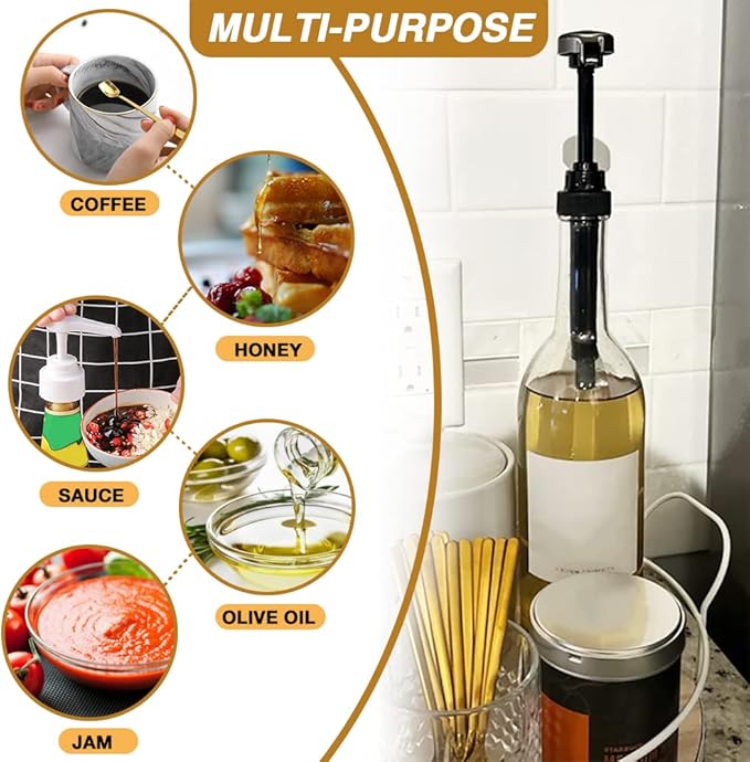 12 Packs White Coffee Syrup Pump, Compatible with 25.4 Oz/750ml Bottles, Great for Home & Coffee Bar Drinking Mixes, Tea, Beverage, Cocktails, Plus Spoons(5.23")