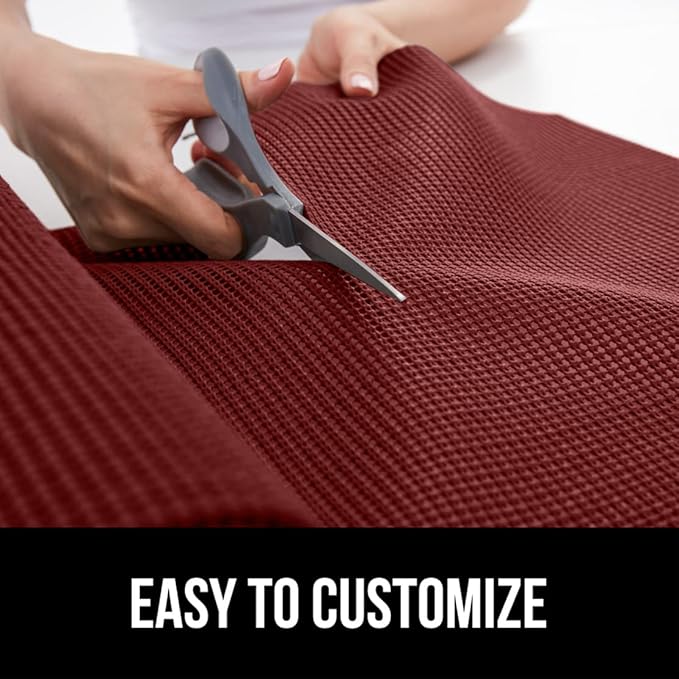 GORILLA GRIP powerGRIP Drawer Shelf and Cabinet Liner, Thick Strong Hold, Non-Adhesive Liners Protect Kitchen Cabinets and Cupboard, Bathroom Drawers, Easy Install, Breathable Mat, 20" x20', Red