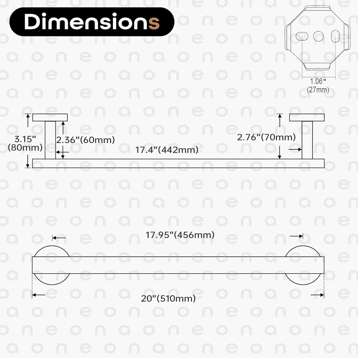 20 Inch Bathroom Towel Bar Bath Towel Rack Kitchen Towel Holder Towel Shelf Wall Mounted SUS304 Stainless Steel Polished Chrome AN4001CH-L20