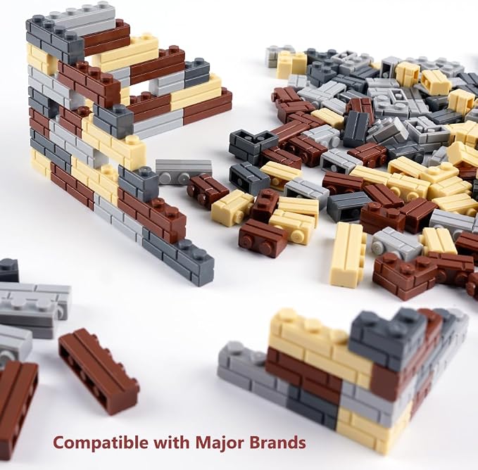 Wall Classic Bricks Parts and Pieces: 340 PCS Masonry Profile Accessories Building Block Sets(Mix)