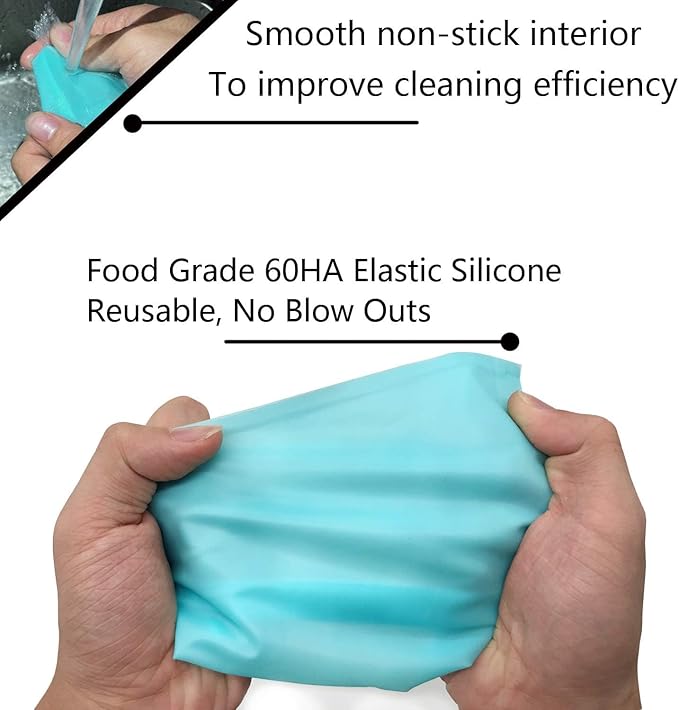 Piping Bags and Tips Set, 16" Reusable Piping Bags, Frosting Piping Kit for Baking with Pastry Bags and Tips, Standard Converters, Silicone Rings, Cake