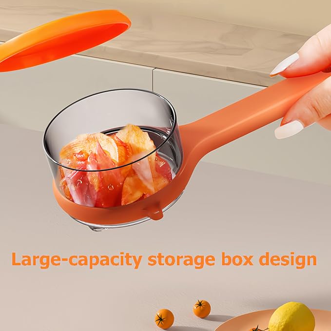 Peeling Knife With Storage Box, Fruit And Vegetable Peeler With Container, Double-Sided Stainless Steel Multi-Function Peeler For Home Kitchen (D-2pcs Orange)