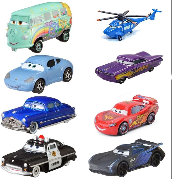 6PCS Movie Cars 2 3 Cars Assortment 1：55 Loose Diecast Vehicles Toys (6 PCS CAR Toy) (8 PCS B)
