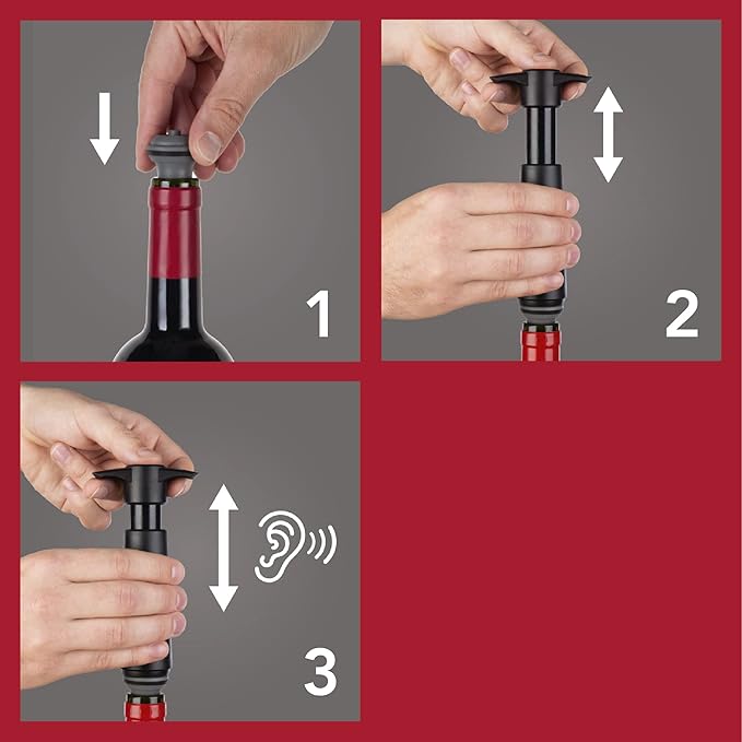 no name Vacu Vin Wine Saver Pump with 1 x Vacuum Bottle Stopper - Black