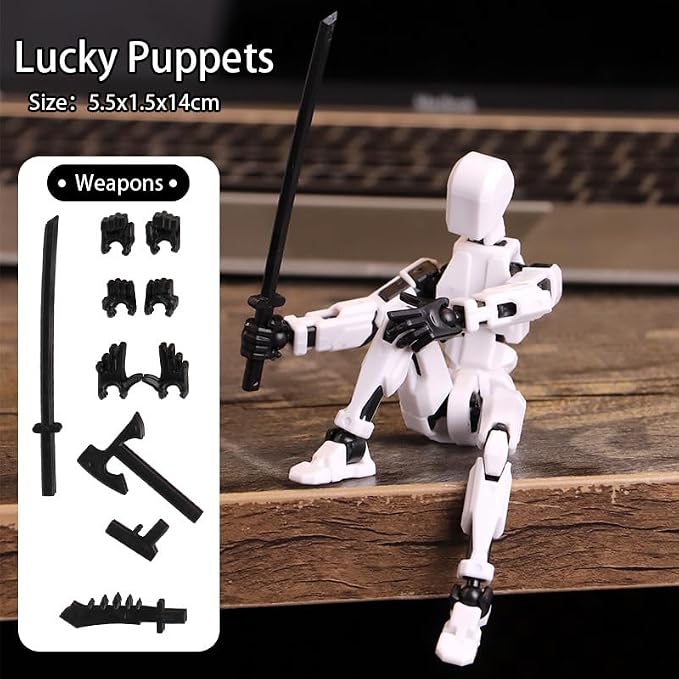 Feetcant Titan 13 Action Figure,2026 New Lucky Robot 13 Action Figures,3D Printed Action Figures for Boys(White-1pc)
