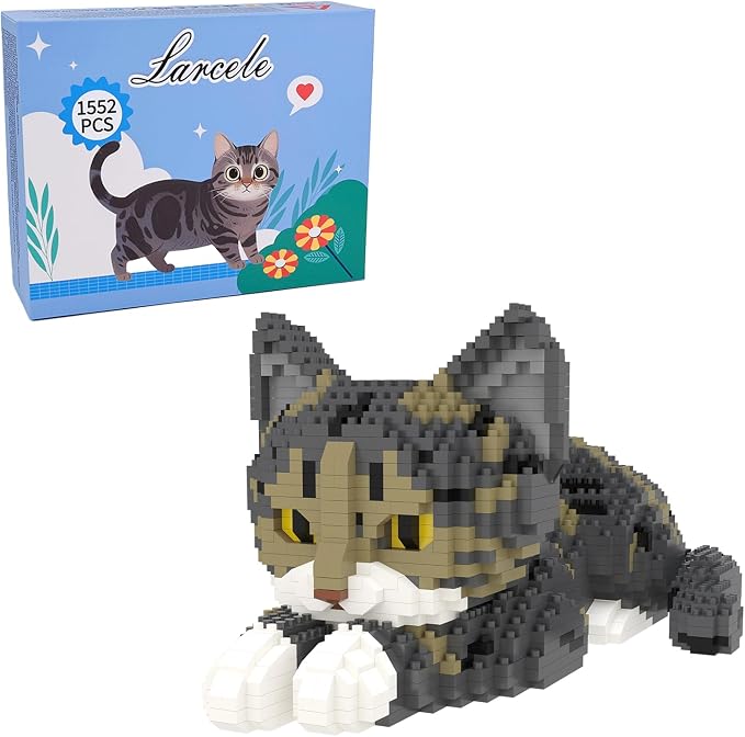 Larcele Micro Building Blocks Set, DIY Mini Building Toy Bricks for Age Over 12 Years, 1552 Pieces KLJM-05 (Chinese Li Hua Cat)