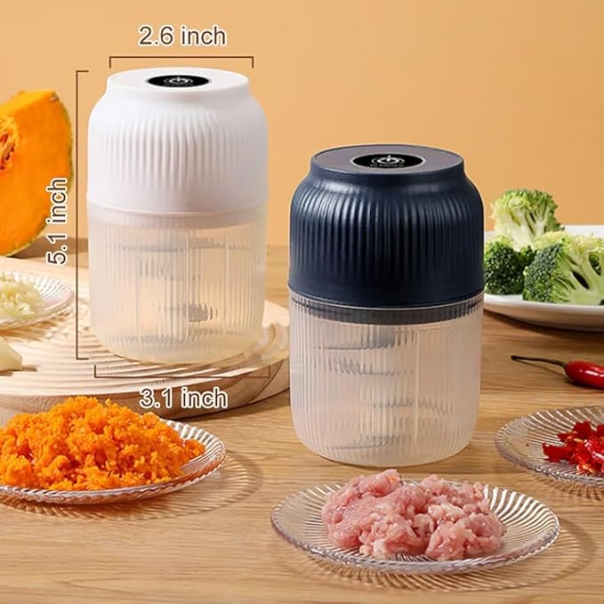 Electric Garlic Chopper, Mini Portable Veggie Chopper, 2026 New Small Garlic Chopper Mincer, USB Rechargeable, Wireless Veggie Grinder, For Mashing Onion, Garlic, Chili, Ginger (2*White, 3 blades)