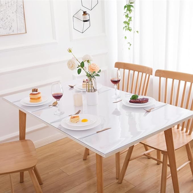 40 x 40 Inch Clear Table Cover Protector, Clear Table Protector for Dining Room Table, 1.5mm Plastic Table Cover, Waterproof Table Pad for Kitchen, Office