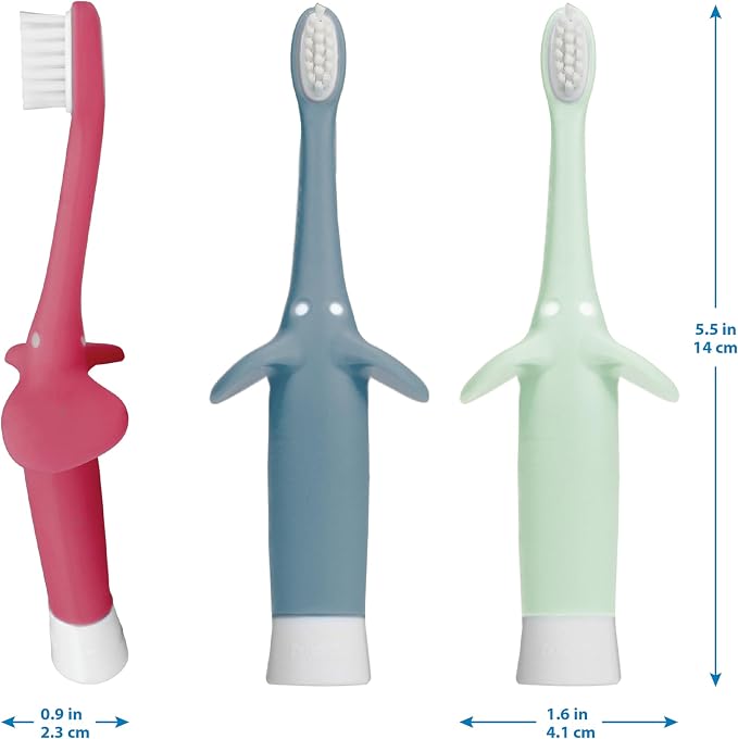 Dr. Brown's Infant-to-Toddler Toothbrush, Elephant, Mint, 0-3 Years