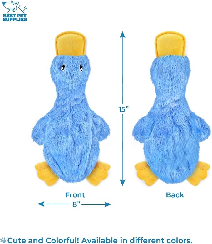 Best Pet Supplies Interactive Squeaky Dog Chew Toy, Ideal Dog Toys for Chewers, Small, Medium & Large Dogs, and Fetch Lovers - Crinkle Duck (Yellow, Blue, Pink), Large