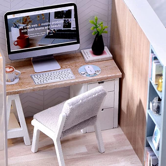 CUTEBEE DIY Dollhouse Miniature with Furniture, DIY Wooden Dollhouse Kit Plus Dust Proof and Music Movement, Creative Room for Valentine's Day Gift Idea(Cozy Time)