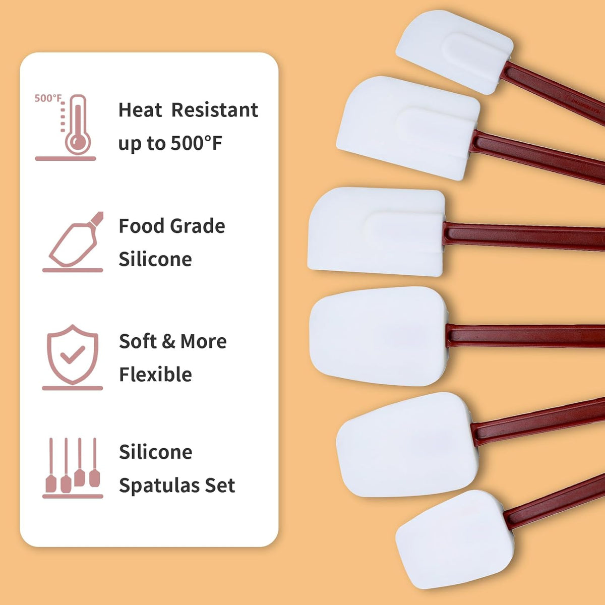 16.5 INCH Silicone Spatulas Heat Resistant Heavy Duty Rubber Spatulas Commercial Spatulas Set for Kitchen Use Silicone Cooking Utensils Sets of 2