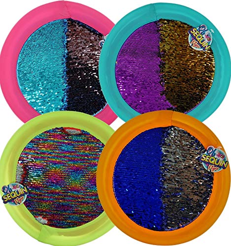 JA-RU Sequin Flyer Soft Frisbee-Disk Toy (1 Frisbee Assorted) Flying Disc for Kids and Adults, Boys and Girls. Beach Pool Indoor and Outdoor Throwing Games. Birthday Gifts (Pack of 2) - size: 1 Unit (Pack of 2)
