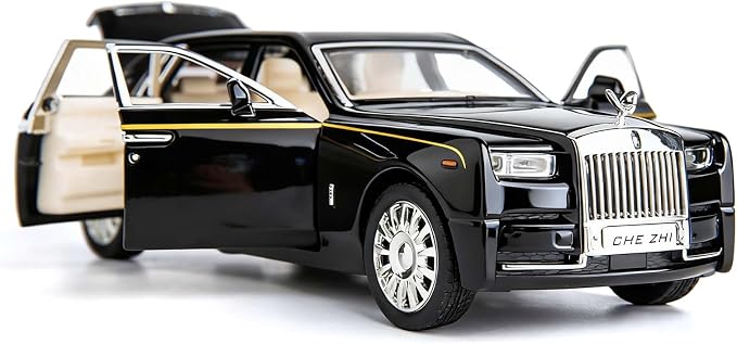 BDTCTK 1/32 Rolls-Royce Phantom Model Car,Zinc Alloy Pull Back Toy car with Sound and Light for Kids Boy Girl Gift (Black)