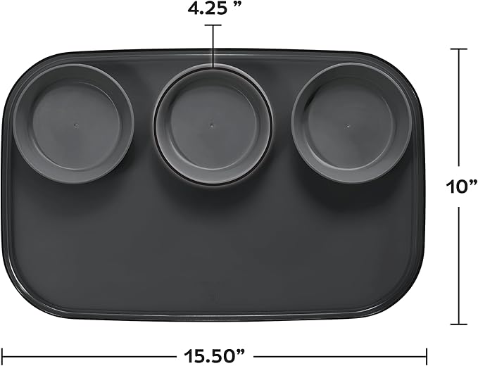 madesmart dipware 3 Bowl Serving Tray, Collapsible & Removable Dip Bowls for Charcuterie, Guacomole, Snacks, Veggies, Premium Dishwasher & Microwave Safe, Multipurpose Plate & Bowl, Purple