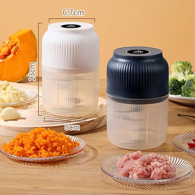 2026 Upgraded Household Electric Garlic Crusher, Capacity Electric Garlic Chopper, Mini Portable Veggie Cutter, 4 Sharp Stainless Steel Blades Mini Electric Food Chopper, Easy to Clean (Blue-2pcs)