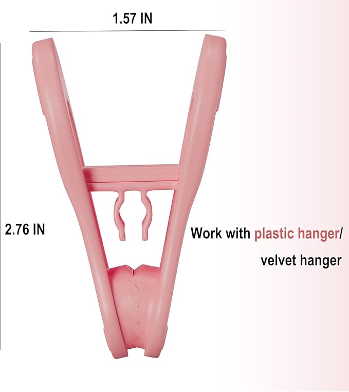 Pink Hangers Clips 60 Pack, Multi-Purpose Plastic Clips for Plastic Hangers Velvet Hanger, Clothes Pins for Skirt Pants
