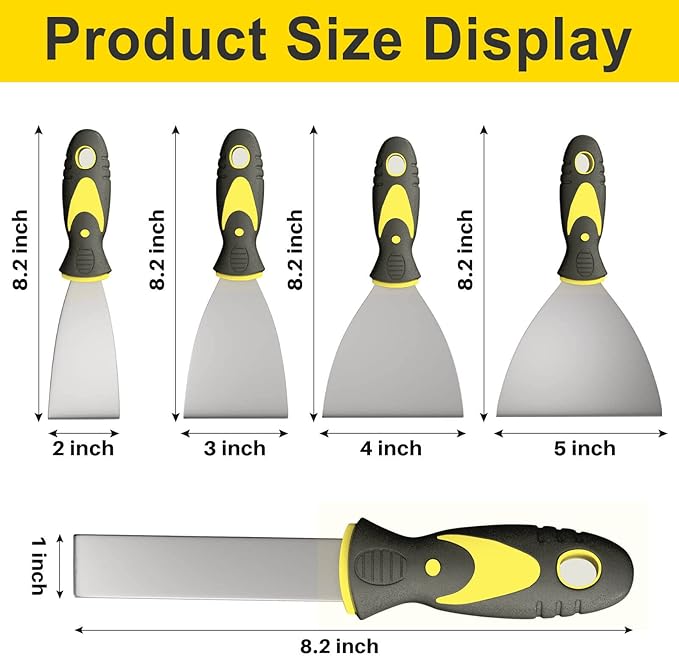 5Pcs Putty Knife, Set, 1" 2" 3" 4" 5" Scraper, Spackle Knife, Paint Scraper, Scraper Tool, No Rusting, Perfect For Repairing Drywall, Removing Wallpaper, Mud, Plaster Scraping