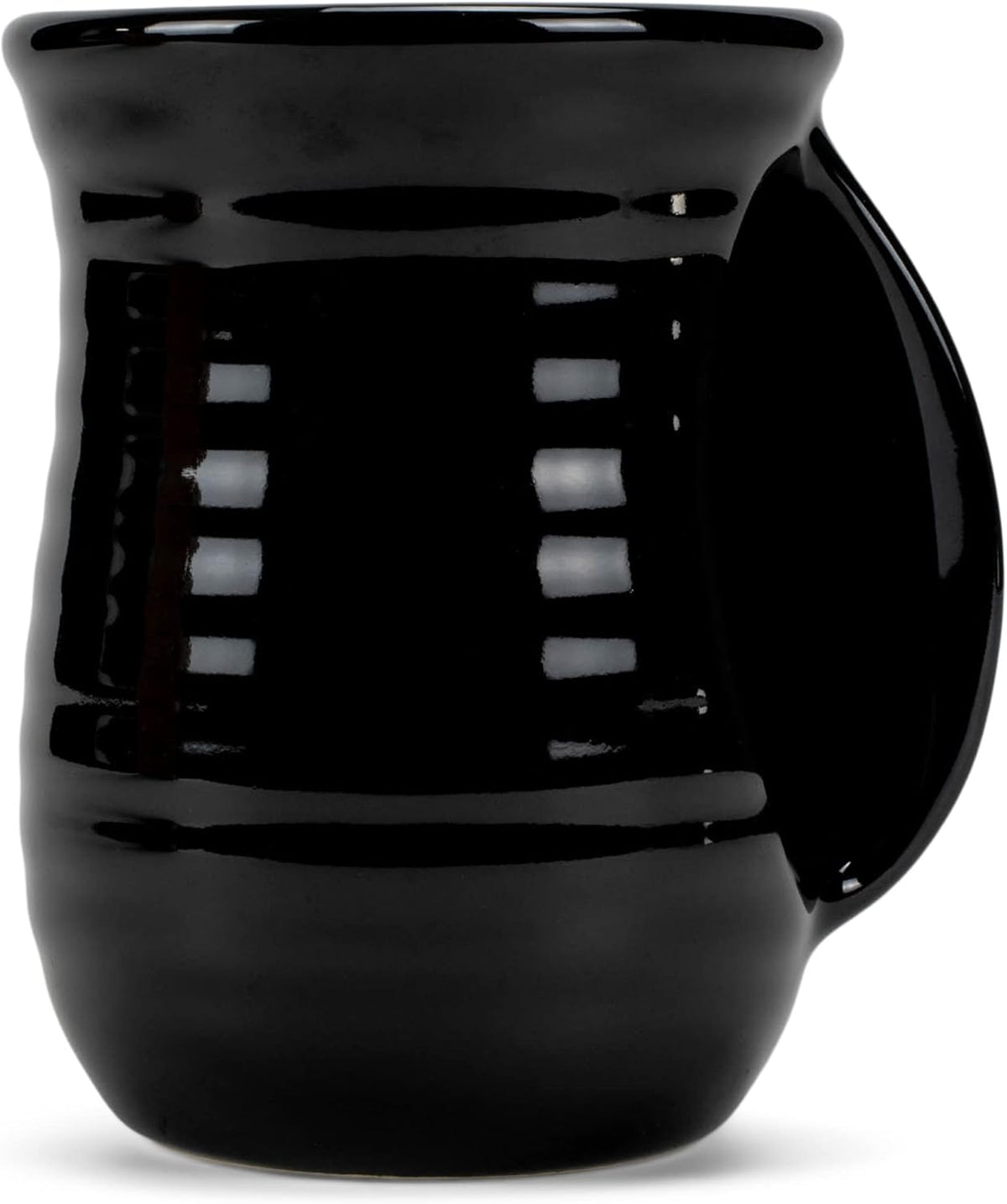 Elanze Designs Ribbed 14 ounce Ceramic Stoneware Handwarmer Mug Set of 4, Black