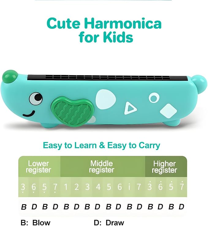 3PCS Harmonica for Kids, Beginners, Toddler muiscal Instruments Toys, Yellow, Pink, Green 16 Hole Harmonica Set, Educational Toys for Children