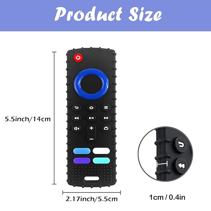 2-Pack Baby Teething Toys-TV Remote Control Shape Silicone Infants Teething Toys for Babies 0-18 Months,BPA-Free (2packs-Black)