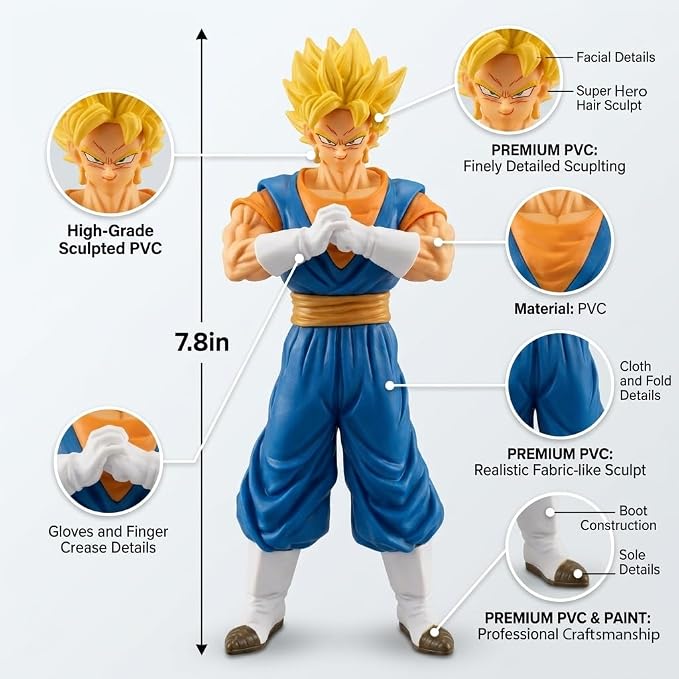 Anime Super Hero Action Figures Set, Collectible Warrior Figurines, 7.8Inch Energy Style Character Models for Display, Party Favors & Gift Collection (Gray)