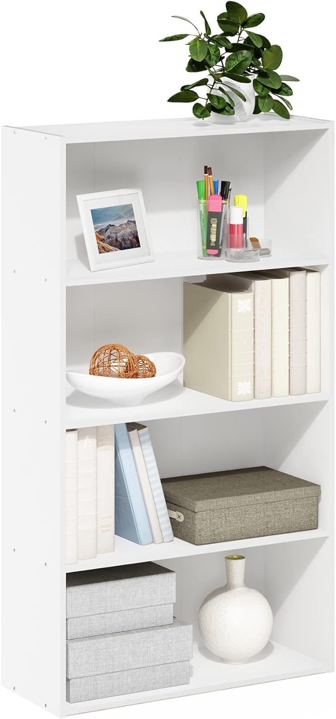 Furinno Pasir 4-Tier Bookcase/Bookshelf/Storage Shelves, White