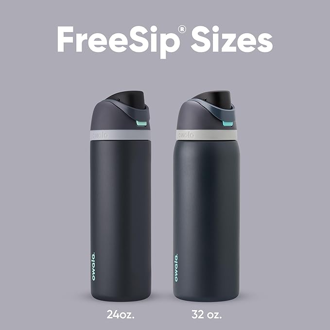 Owala FreeSip Insulated Stainless Steel Water Bottle with Straw for Sports and Travel, BPA-Free, 24oz, Foggy Tide
