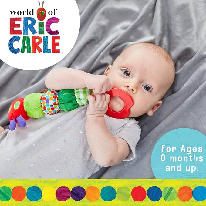 Teether Rattle, World of Eric Carle The Very Hungry Caterpillar Teething Toy for Babies, Multi