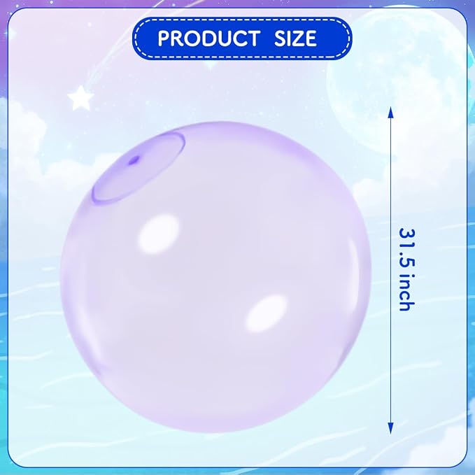 32 Inch Giant Water Bubble Ball for Adults Teenagers Giant Inflatable Water-Filled Ball Soft Rubber Ball for Outdoor Pool Beach Garden Yard Games (Purple)