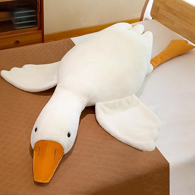 41.5 Inches Goose Stuffed Animal Stuffed Goose Plush White Swan Throw Pillow Toy (White, 41.5")