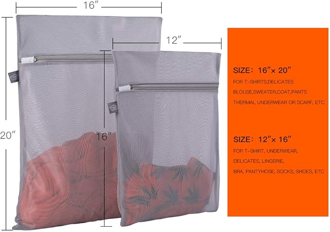 Kimmama Laundry Bag Mesh Wash Bags, Washing Machine Wash Bag, Net Washer Sack with Zipper, Dryer Pouch for Cleaning and Drying Cloths, Garment, Delicates, lingerie, Suit, Bra, Pant, Sock, Small Toys