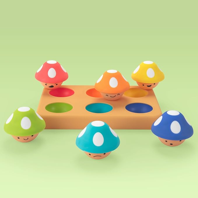 Sassy Mischievous Matching Mushrooms, Sorting Board, Social Emotional Learning Toy, STEM, 12+ Months
