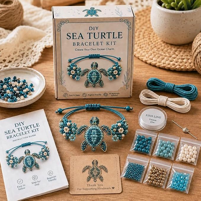 DIY Beaded Bracelet Making Kit, Beginner-Friendly Beaded Bracelet Animal Making Kit, Three-Dimensional Beadwork Jewelry Craft Kit with Full-Color Instruction Sheet, for Craft Lover (Whale)