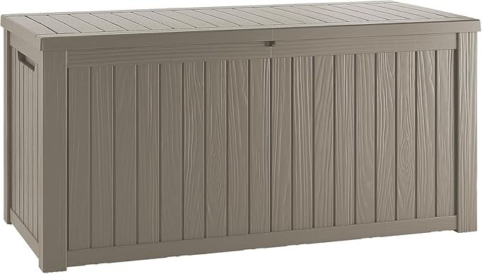 TARKARI 180 Gallon Lockable Resin Deck Box, Waterproof & UV-Resistant Outdoor Storage Box for Outdoor Cushion Storage, Garden Tools & Pool Accessories Storage, Gray