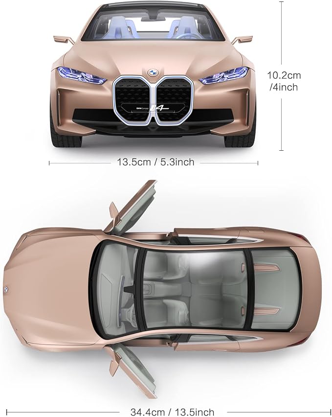 RASTAR BMW i4 Remote Control Car, 1/14 BMW i4 Concept RC Toy Car Golden BMW Model Car Diecast for Kids Boys Adults