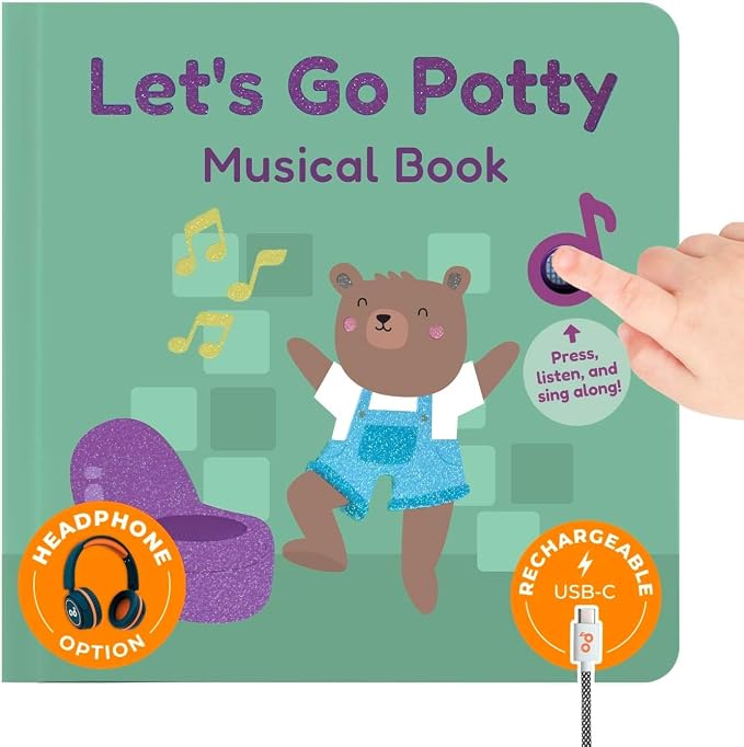 Cali's Books Potty Training Book Toddlers 1-3 - Musical Kids Books, Interactive Baby Sound Book, Headphone Jack, Educational Song Learning Toys, Singing Music Toy Babies, Toddler Resources Activities