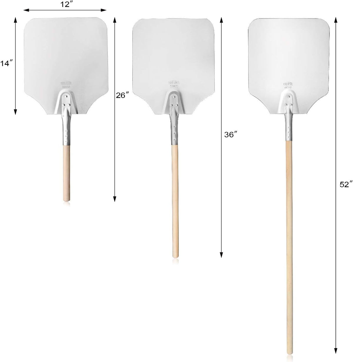 New Star Foodservice 50158 Aluminum Pizza Peel, Wooden Handle, 12 x 14 inch Blade, 26 inch overall