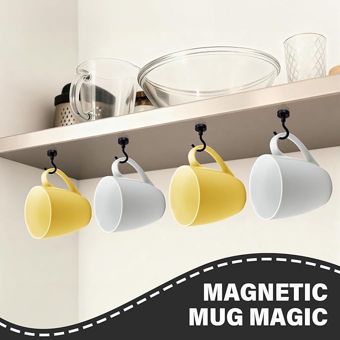 Magnetic Hooks, 20Pack Neodymium Magnet Hook for Hanging, 25LBS Strong Metal Magnet with Hooks Heavy Duty for Classrooms, Cruise, Fridge, Whiteboards, Office, Home and Kitchen