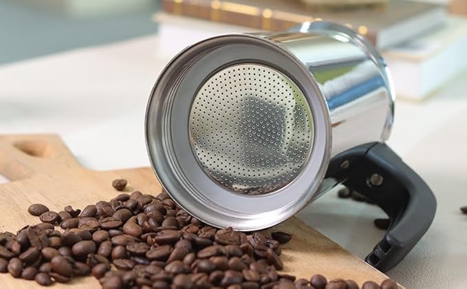 Sivaphe 6 Cups Stovetop Espresso Coffee Maker Replacement Infuser Parts Only for Stainless Steel Italian Moka Pot, 1 Filter and 3 Silicone Gasket Seals