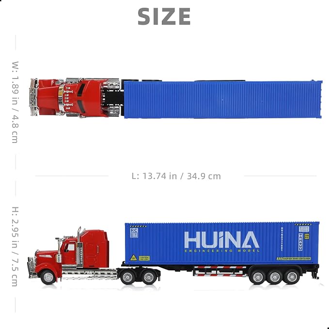 Container Semi Truck Toys, 1/50 for Kenworth W900 Big Metal Transport Box Diecast Truck Trailer Model Toy Gifts for Boys Adult Car Collector- Blue