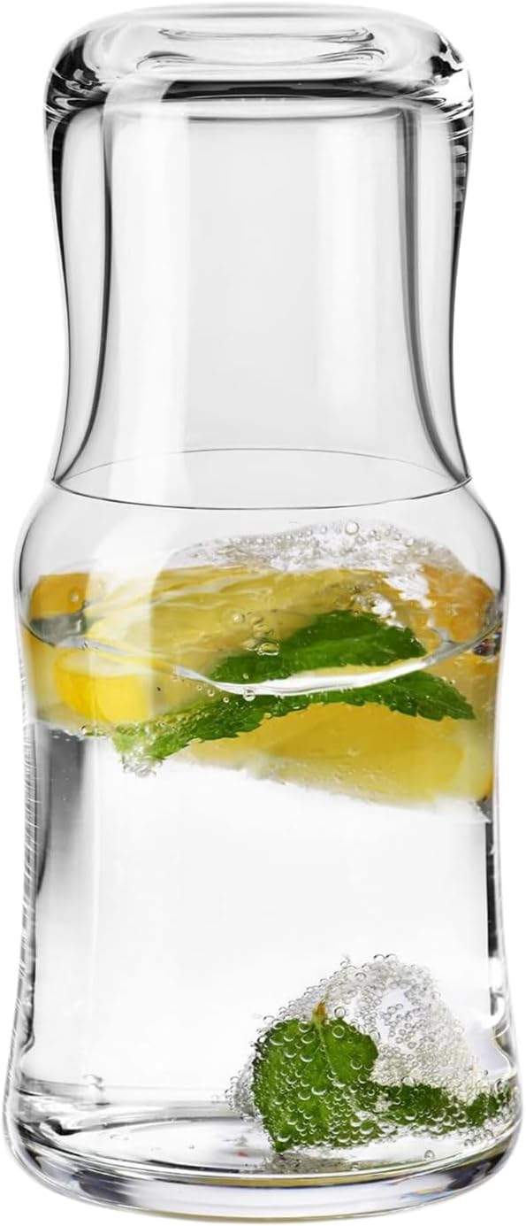 Krosno Water Drinking Night Bedside Water Carafe & Tumbler Set, Set of 2, 20.3 and 6.8 oz, Splendour Collection, Home Restaurant Events Parties, Dishwasher Safe, Gift Idea, Made in Europe