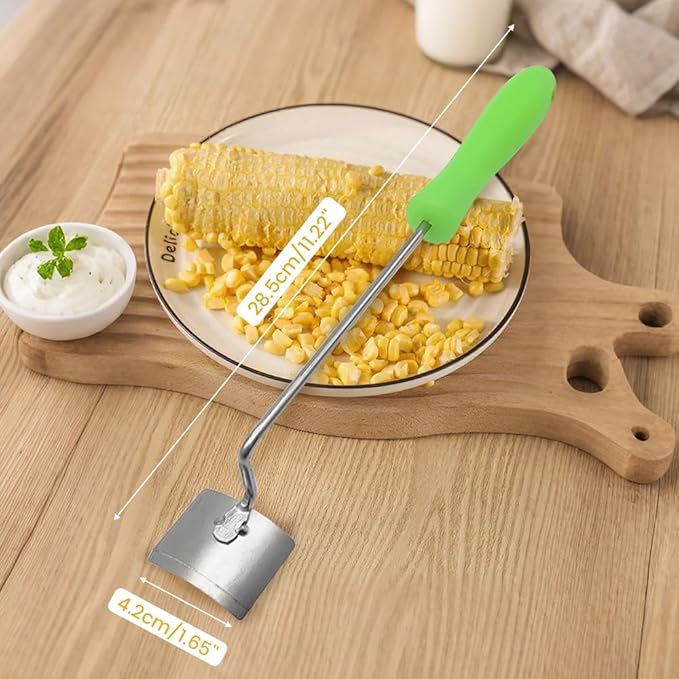 Easy Clean Corn Cob Peeler, 2025 New Corn On The Cob Stripper Tool with Long Handle, Stainless Steel Corn Cutter for Corn Cob With Corn Holder (Green-3 pcs)