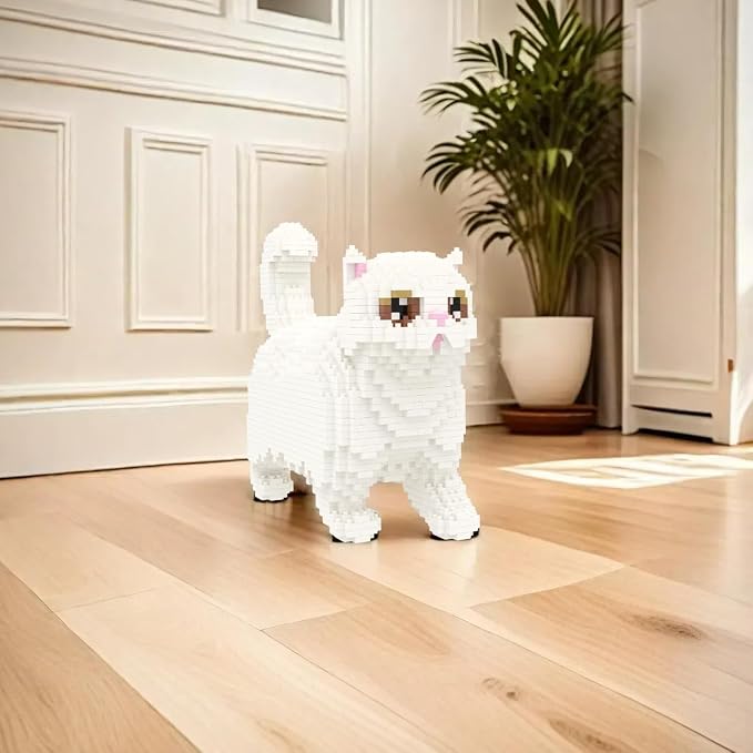 Larcele Cat Micro Building Blocks Animal Set, DIY Mini 3D Building Toy Bricks Kit,1196 Pieces KLJM-05 (Persian Cat)