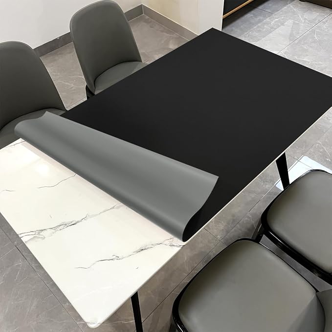 Leather Table Pad,1.8mm Thick,40x84 Inch,Dining Table Pad,Table Pads for Dining Room Table Rectangular,Table Protectors for Rectangle Tables,Dining Table Cover(Black+Gray,40x84)